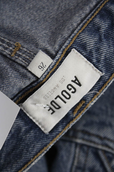 Agolde Women Straight Jeans Blue Cotton Blend High Rise Size 26