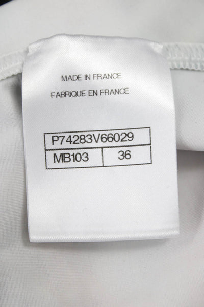 Chanel Women White Geometric Polyester Swimwear One Piece Size 36