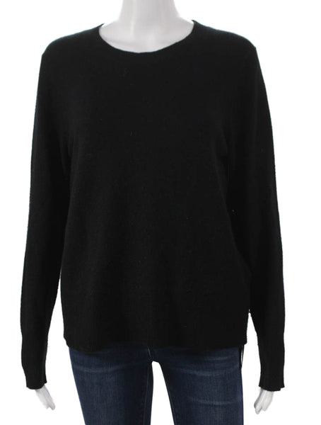 J Crew Women Cashmere Crewneck Long Sleeve Pullover Sweater Black Size S