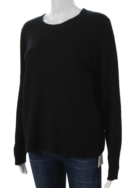 J Crew Women Cashmere Crewneck Long Sleeve Pullover Sweater Black Size S