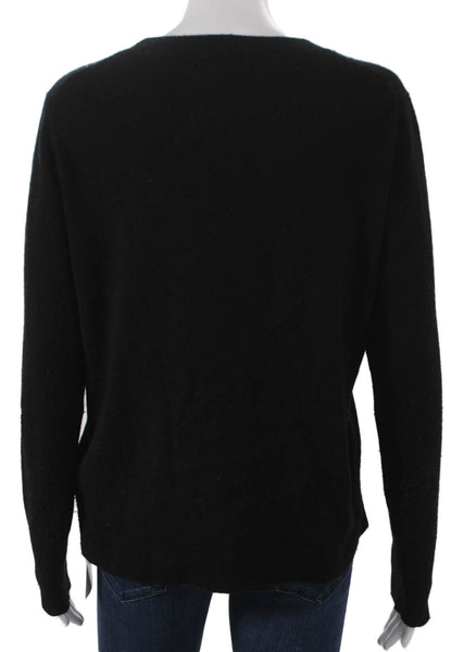 J Crew Women Cashmere Crewneck Long Sleeve Pullover Sweater Black Size S