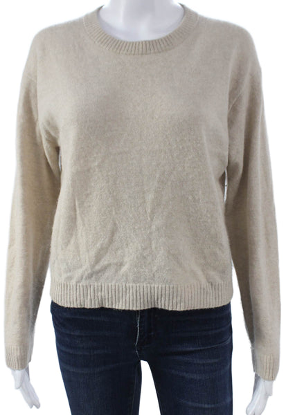 J Crew Womens Cashmere Crewneck Pullover Solid Beige Long Sleeve Size XS