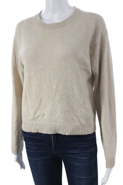 J Crew Womens Cashmere Crewneck Pullover Solid Beige Long Sleeve Size XS
