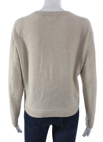 J Crew Womens Cashmere Crewneck Pullover Solid Beige Long Sleeve Size XS