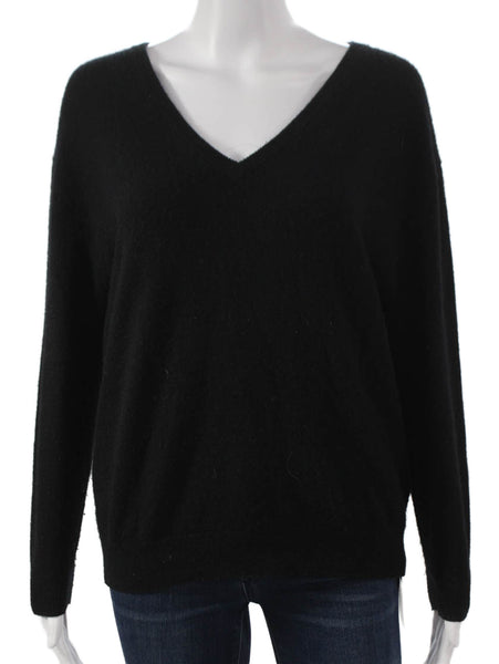 J Crew Women Cashmere V Neck Pullover Black Long Sleeve Size XS