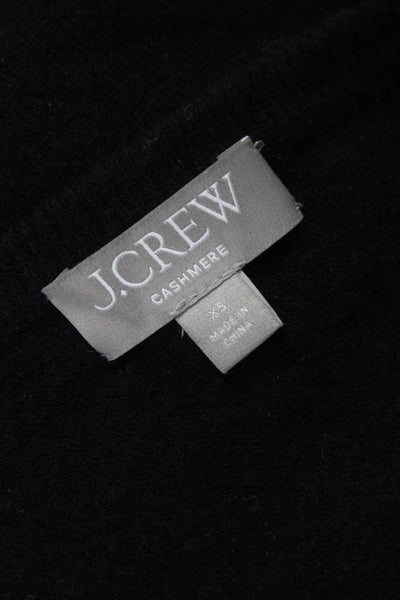 J Crew Women Cashmere V Neck Pullover Black Long Sleeve Size XS