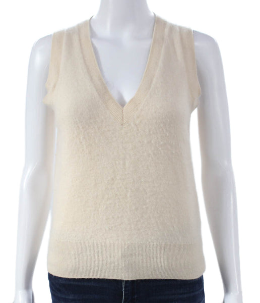 J Crew Womens Cashmere V-Neck Sweater Vest Beige Size XS