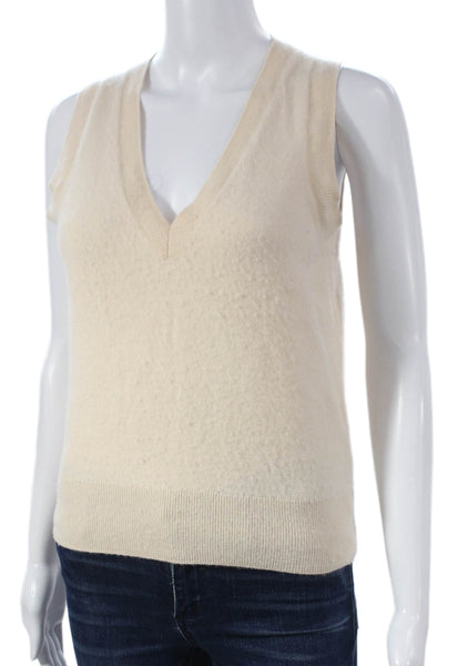 J Crew Womens Cashmere V-Neck Sweater Vest Beige Size XS