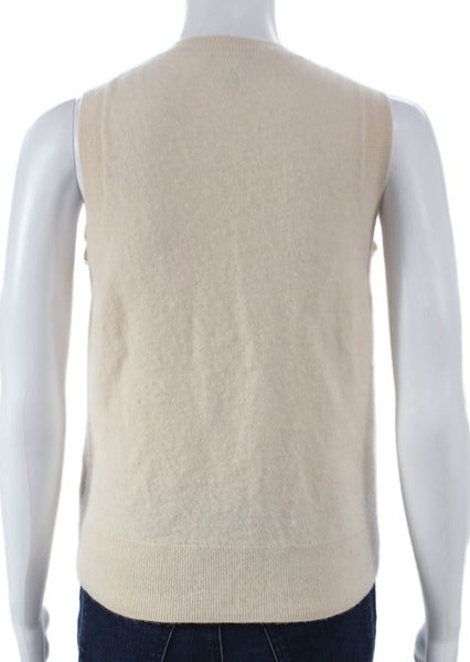 J Crew Womens Cashmere V-Neck Sweater Vest Beige Size XS