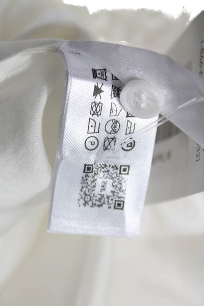 Zara Women Basic Collared Button-Up Top Long Sleeve White Lyocell Size XS