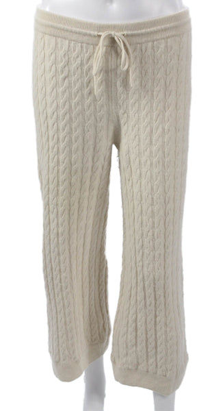 Toteme Women Sweatpants Ivory Wool Drawstring Winter Size S