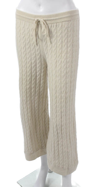 Toteme Women Sweatpants Ivory Wool Drawstring Winter Size S