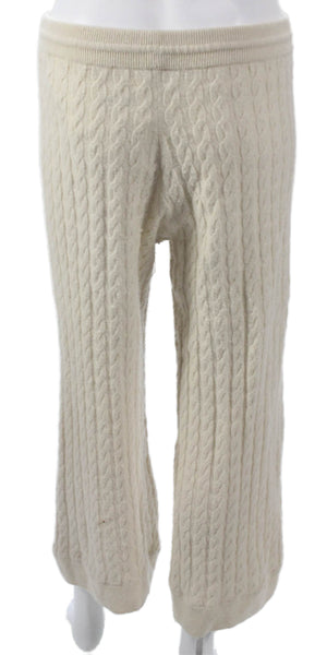 Toteme Women Sweatpants Ivory Wool Drawstring Winter Size S
