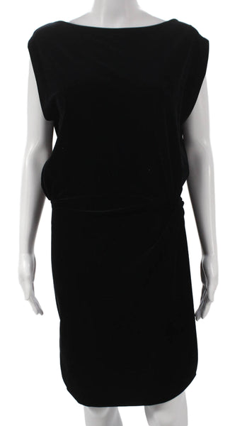Jil Sander Womens Sheath Dress Black Boat Neck Sleeveless Cotton Short Size 36