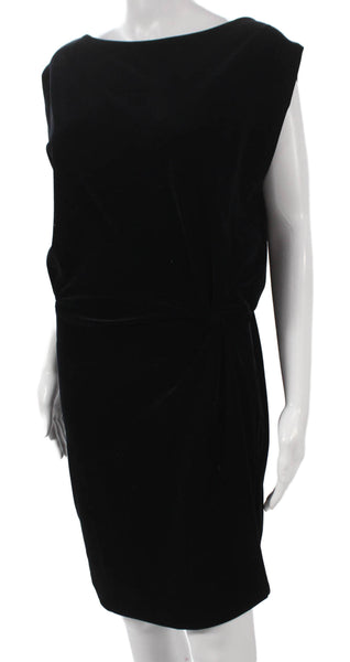 Jil Sander Womens Sheath Dress Black Boat Neck Sleeveless Cotton Short Size 36