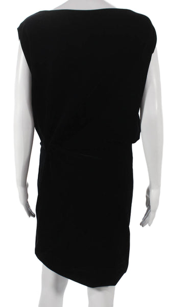 Jil Sander Womens Sheath Dress Black Boat Neck Sleeveless Cotton Short Size 36
