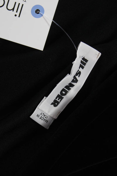 Jil Sander Womens Sheath Dress Black Boat Neck Sleeveless Cotton Short Size 36