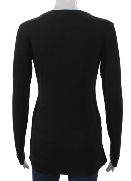 Theory Women Black Cotton Tunic Crew Neck Long Sleeve Size S