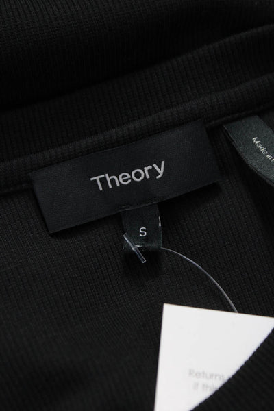 Theory Women Black Cotton Tunic Crew Neck Long Sleeve Size S