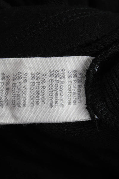 PJ Salvage Women Basic T-Shirt Black Rayon Round Neck Long Sleeve Size M
