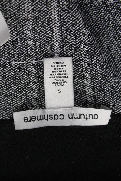 Autumn Cashmere Women FullZip Collared Viscose Sweater Black Long Sleeve Size S