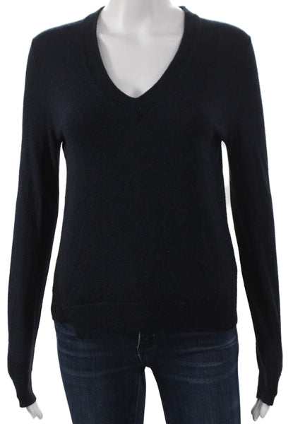 Zadig & Voltaire Women Merino Wool V-Neck Pullover Sweater Blue Size S