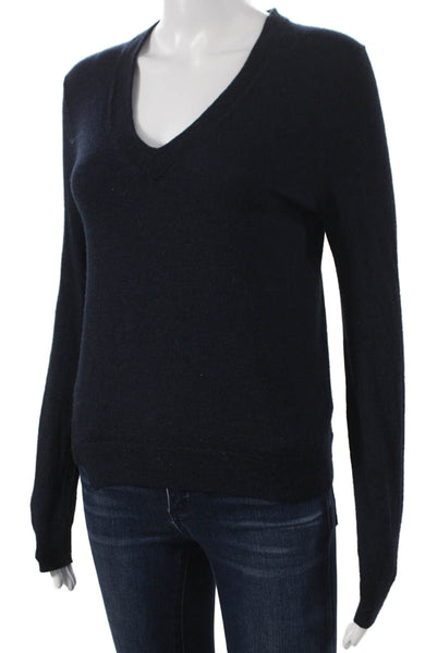 Zadig & Voltaire Women Merino Wool V-Neck Pullover Sweater Blue Size S