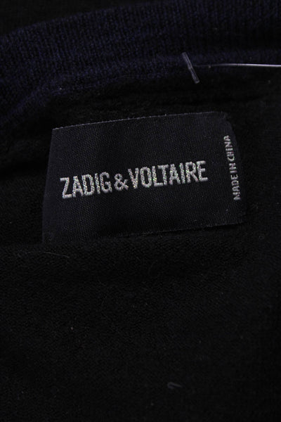 Zadig & Voltaire Women Merino Wool V-Neck Pullover Sweater Blue Size S