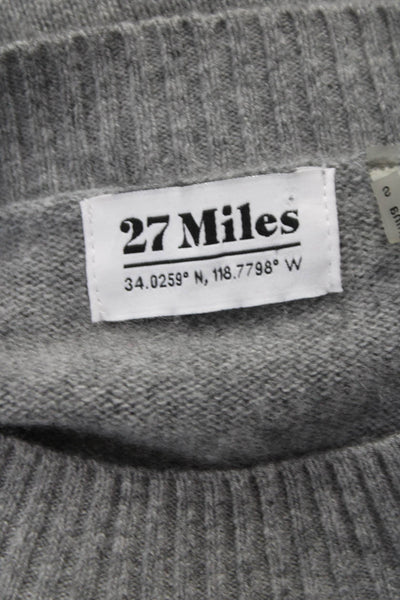 27 Miles Womens Pullover Cashmere Striped Crew Neck Gray Sweater Size S