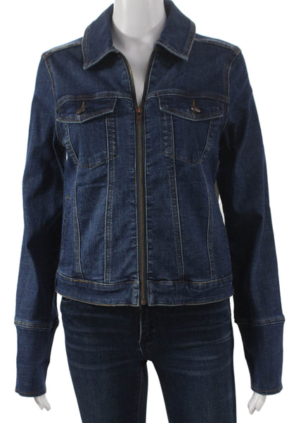 French Dressing Jeans Womens Basic Jacket Blue Cotton Long Sleeve Zip Size XS