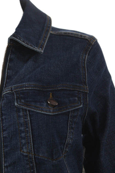 French Dressing Jeans Womens Basic Jacket Blue Cotton Long Sleeve Zip Size XS