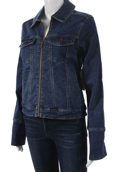 French Dressing Jeans Womens Basic Jacket Blue Cotton Long Sleeve Zip Size XS