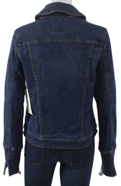 French Dressing Jeans Womens Basic Jacket Blue Cotton Long Sleeve Zip Size XS