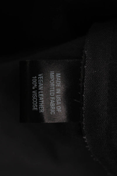 Drew Womens Basic Jacket Black Vegan Leather Collared Button 3/4 Sleeve Size S