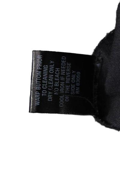 Drew Womens Basic Jacket Black Vegan Leather Collared Button 3/4 Sleeve Size S