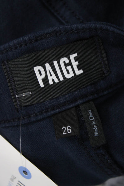 Paige Women Ankle Pants Blue Cotton Zip Solid Size 26