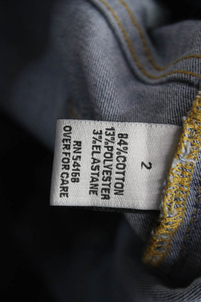 Elliott Lauren Women Straight Jeans Blue Mid Rise Cotton Blend Size 2