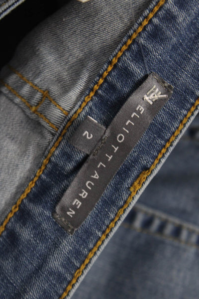 Elliott Lauren Women Straight Jeans Blue Mid Rise Cotton Blend Size 2