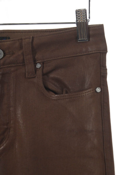 Paige Womens Skinny Jeans Brown Rayon Mid Rise Inseam 27 Size 26