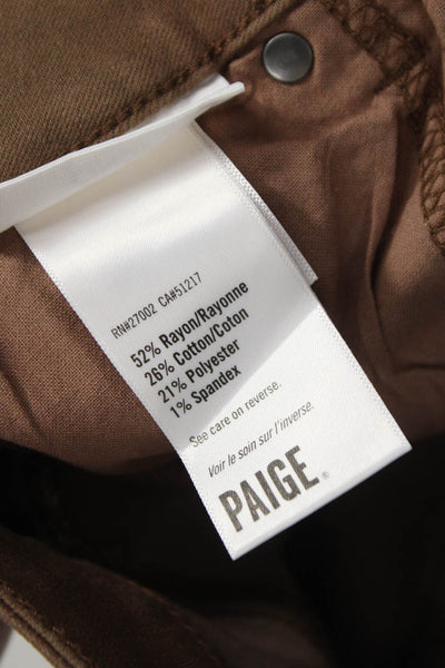 Paige Womens Skinny Jeans Brown Rayon Mid Rise Inseam 27 Size 26
