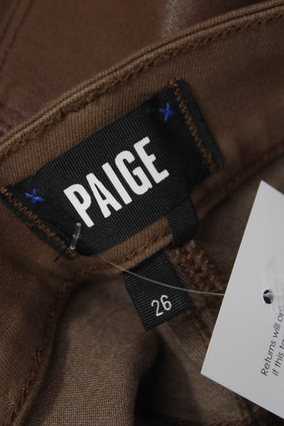 Paige Womens Skinny Jeans Brown Rayon Mid Rise Inseam 27 Size 26