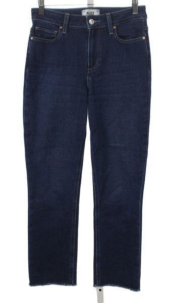 Paige Women Cropped Jeans Blue Cotton Blend Button Size 26