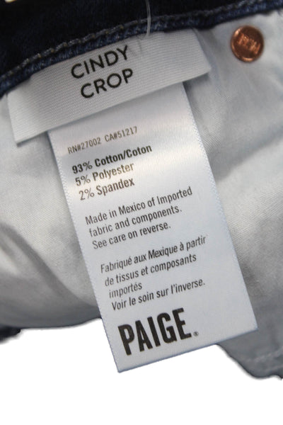 Paige Women Cropped Jeans Blue Cotton Blend Button Size 26