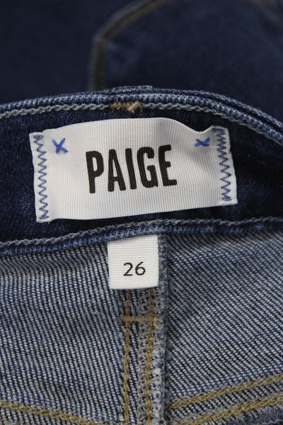 Paige Women Cropped Jeans Blue Cotton Blend Button Size 26