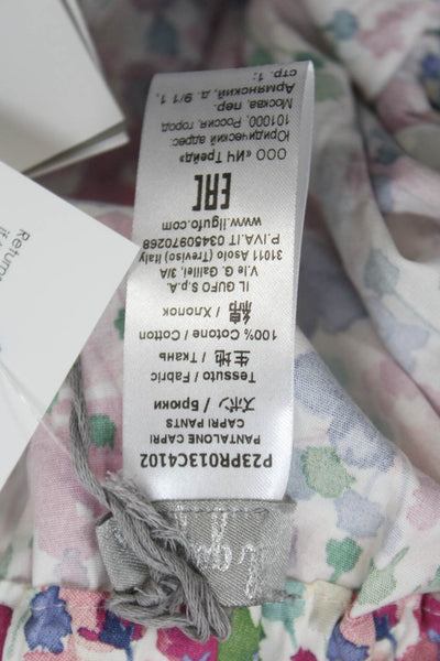 Il Gufo Girls Cotton Watercolor Print Elastic Waist Pants Multicolor Size 12