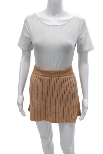 MNG Womens A-Line Beige Skirt Pull On Knee Length Size 2XS