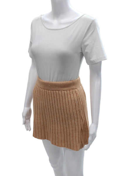 MNG Womens A-Line Beige Skirt Pull On Knee Length Size 2XS