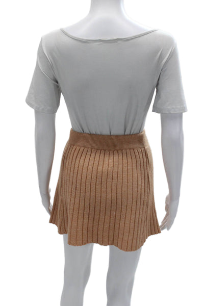 MNG Womens A-Line Beige Skirt Pull On Knee Length Size 2XS