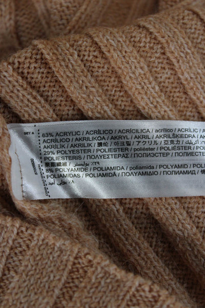 MNG Women Pullover Crew Neck Striped Beige Acrylic Long Sleeve Size XS