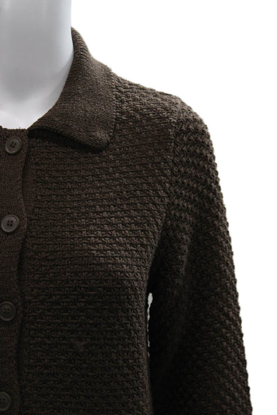 MNG Womens Cardigan Brown Wool Blend Collared Long Sleeve Size S